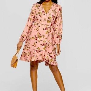 Pink floral long sleeve dress